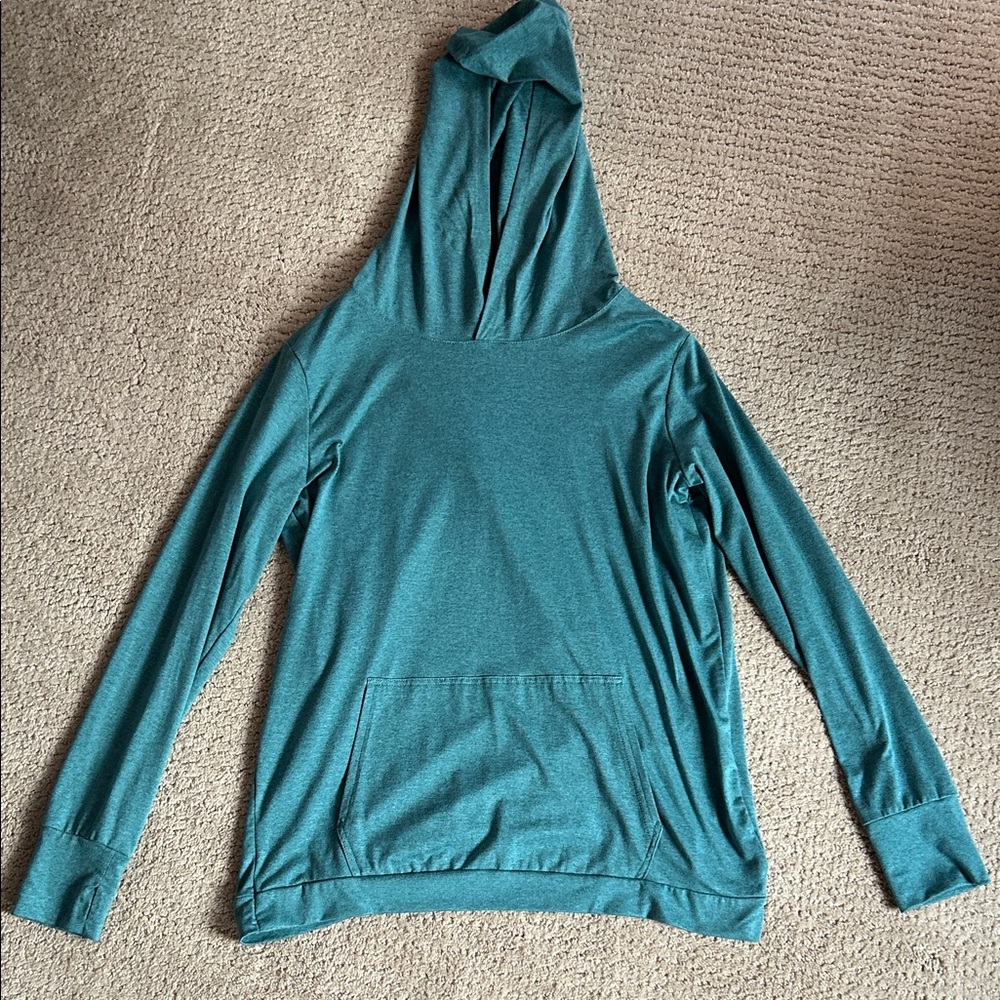 Women's Teal Hooded Lightweight Pullover Sweatshirt